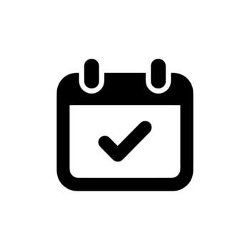 Minimalist Bold Calendar Checkmark Event Schedule Appointment Icon Design vector