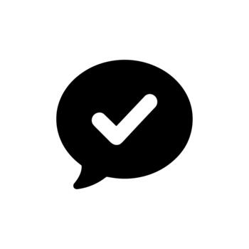 minimalista lleno charla burbuja marca de verificación símbolo forma icono elemento diseño vector