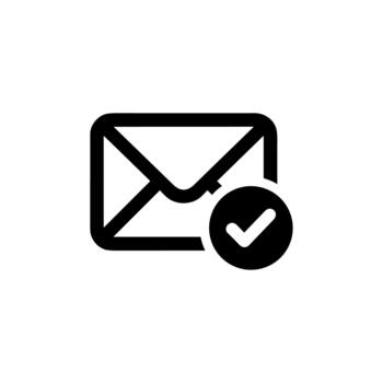 Minimalist Line Art Envelope with Checkmark Notification Icon Shape vector