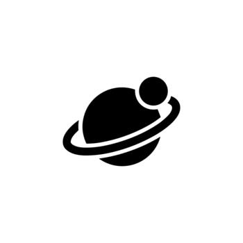 Simple Line Planet with Ring Icon Shape Graphic Resource Element vector