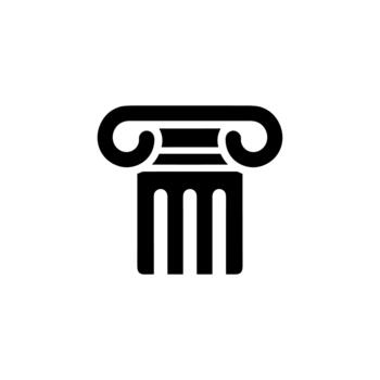 Minimalist Black Silhouette Ionic Column Ancient Building Architecture Illustration vector