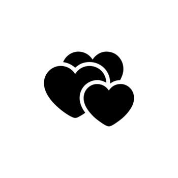 Simple Silhouette Multiple Heart Overlapping Symbol Graphic Shape Icon vector