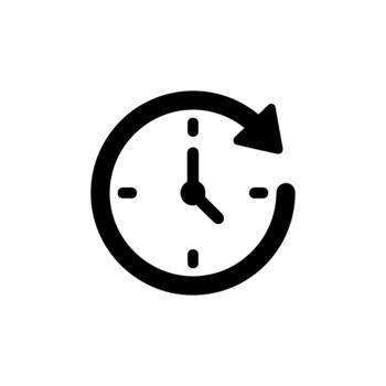 Simple Line Style Clock with Arrow Circulation Process Sign Icon vector