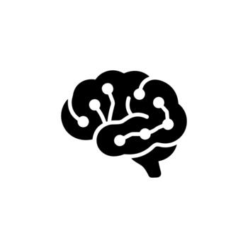 Minimalist Solid Brain Connection System Symbol Design Graphic Element vector
