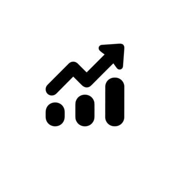 Simple Line Growth Chart Graph with Arrow Up Icon Symbol Sign vector