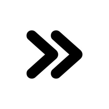 Simple Black Line Double Arrow Icon Indicate Forward Direction Navigation vector