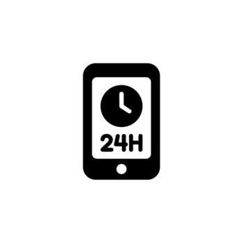 Flat Minimalist Smartphone Twenty Four Hour Service Application Icon vector