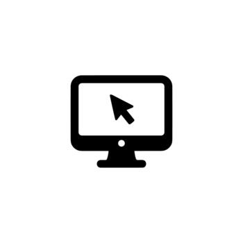 sencillo negro y blanco computadora monitor con cursor icono gráfico vector