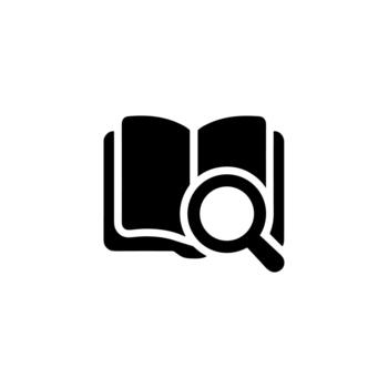 minimalista abierto libro con aumentador vaso sencillo icono estilo ilustración vector