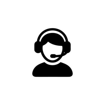 Minimalist Solid Style Customer Service Call Center Agent Support Icon vector