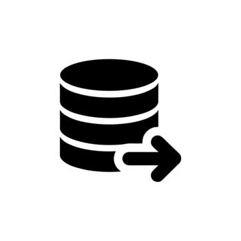 contorno sencillo base de datos exportar icono minimalista estilo redondo apilar ilustración vector