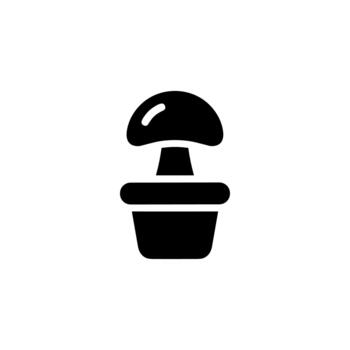 Minimalist Solid Mushroom In Pot Simple Icon Graphic Design vector