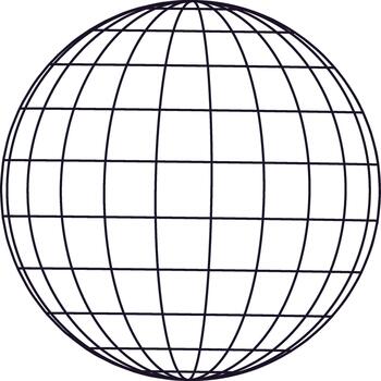 Wireframe globe grid representing global network connection vector