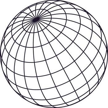Wireframe globe sphere showing latitude and longitude grid vector