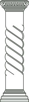 Ancient architectural column featuring an Ionic capital and twisted shaft vector