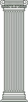 iónico columna negro contorno dibujo clásico arquitectura vector