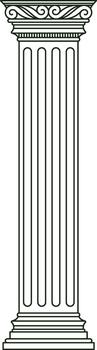 Ionic column drawing representing classical architectural support vector