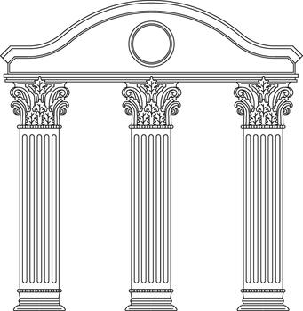 Classical Roman Greek architecture columns illustration drawing vector
