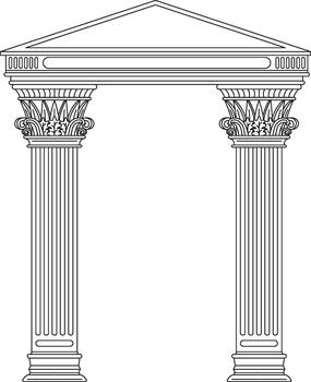 Classical architectural columns forming an ancient archway vector