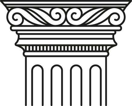 Ionic column capital black line drawing architecture vector