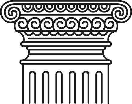 Ionic column capital architecture design with volutes illustration vector