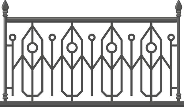 Decorative wrought iron railing with geometric ornament pattern vector