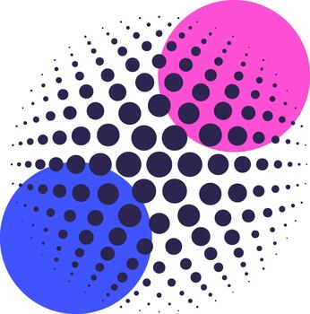 resumen trama de semitonos punto modelo conectando rosado azul círculos vector