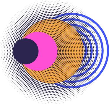 Abstract graphic design with halftone dots and circles vector