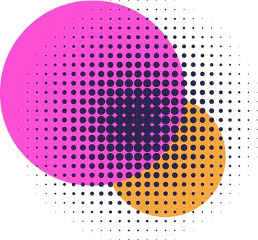 Overlapping halftone dots creating abstract colorful circles vector