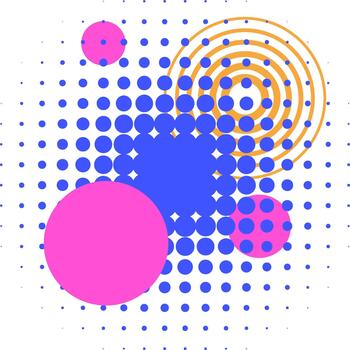Abstract geometric pattern with blue dots and pink circles vector