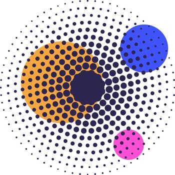 Abstract halftone pattern with colorful dots spreading vector