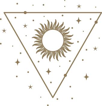 Sun in inverted triangle geometric celestial diagram vector