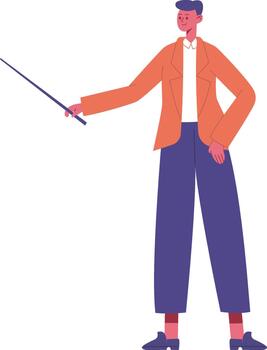 hombre presentación información utilizando un puntero palo vector