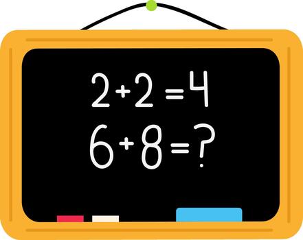 Blackboard showing math addition problems for school education vector
