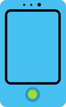 Blue smartphone presenting empty screen layout vector