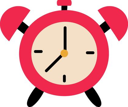 Red alarm clock showing time on white background vector