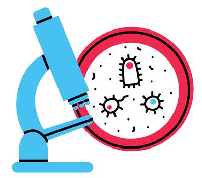 Laboratory microscope viewing microscopic bacteria and viruses vector