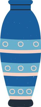 boho estilo azul florero con resumen patrones vector