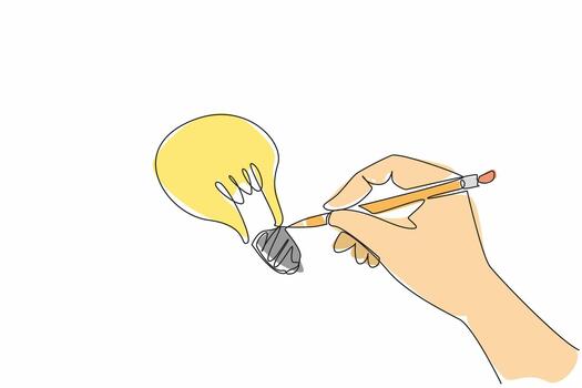 Single continuous line drawing the hand drawn light bulb on paper using a pencil. Symbolization. Writing down brilliant ideas. World Creativity and Innovation Day. One line design illustration vector
