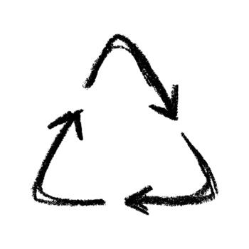 Hand drawn recycle arrow icon Recycling resources symbol Reuse of materials, zero waste, green environment, saving the planet pictogram reuse vector