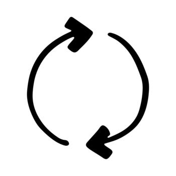 Hand drawn recycle arrow icon Recycling resources symbol Reuse of materials, zero waste, green environment, saving the planet emblem pictogram vector