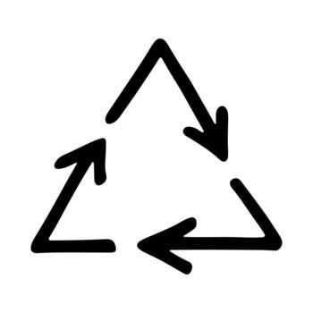 emblem pictogram Hand drawn recycle arrow icon Recycling resources symbol Reuse of materials, zero waste, green environment, saving the planet vector