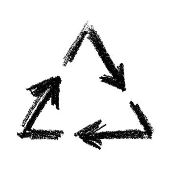 emblem motion Hand drawn recycle arrow icon Recycling resources symbol Reuse of materials, zero waste, green environment, saving the planet vector