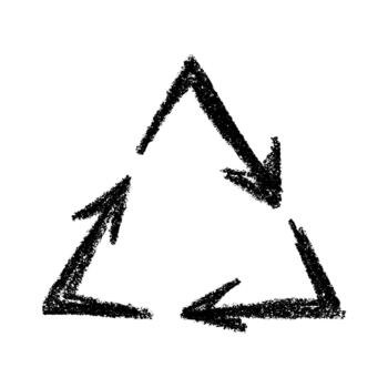 Hand drawn recycle arrow icon Recycling resources symbol Reuse of materials, zero waste, green environment, saving the planet emblem isolated vector