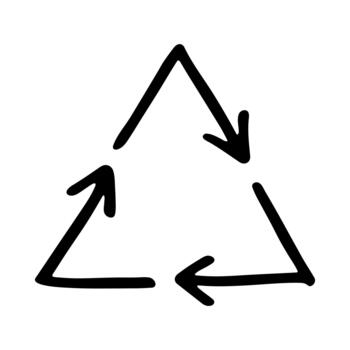 emblem isolated Hand drawn recycle arrow icon Recycling resources symbol Reuse of materials, zero waste, green environment, saving the planet vector