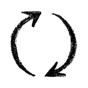 emblem cycle Hand drawn recycle arrow icon Recycling resources symbol Reuse of materials, zero waste, green environment, saving the planet vector