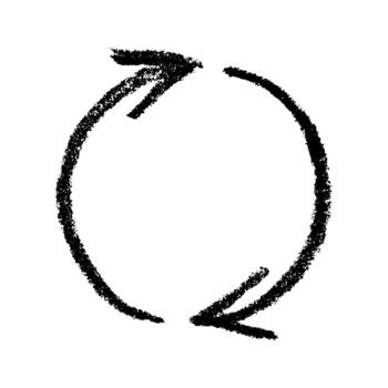 emblem conservation Hand drawn recycle arrow icon Recycling resources symbol Reuse of materials, zero waste, green environment, saving the planet vector