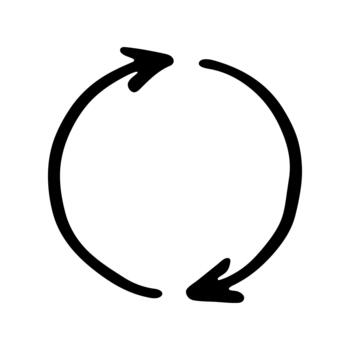 Hand drawn recycle arrow icon Recycling resources symbol Reuse of materials, zero waste, green environment, saving the planet emblem ecological vector