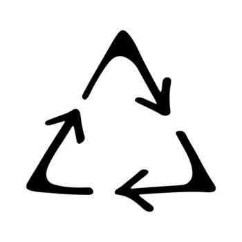 Hand drawn recycle arrow icon Recycling resources symbol Reuse of materials, zero waste, green environment, saving the planet emblem cycle vector