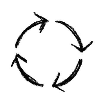 emblem environment Hand drawn recycle arrow icon Recycling resources symbol Reuse of materials, zero waste, green environment, saving the planet vector